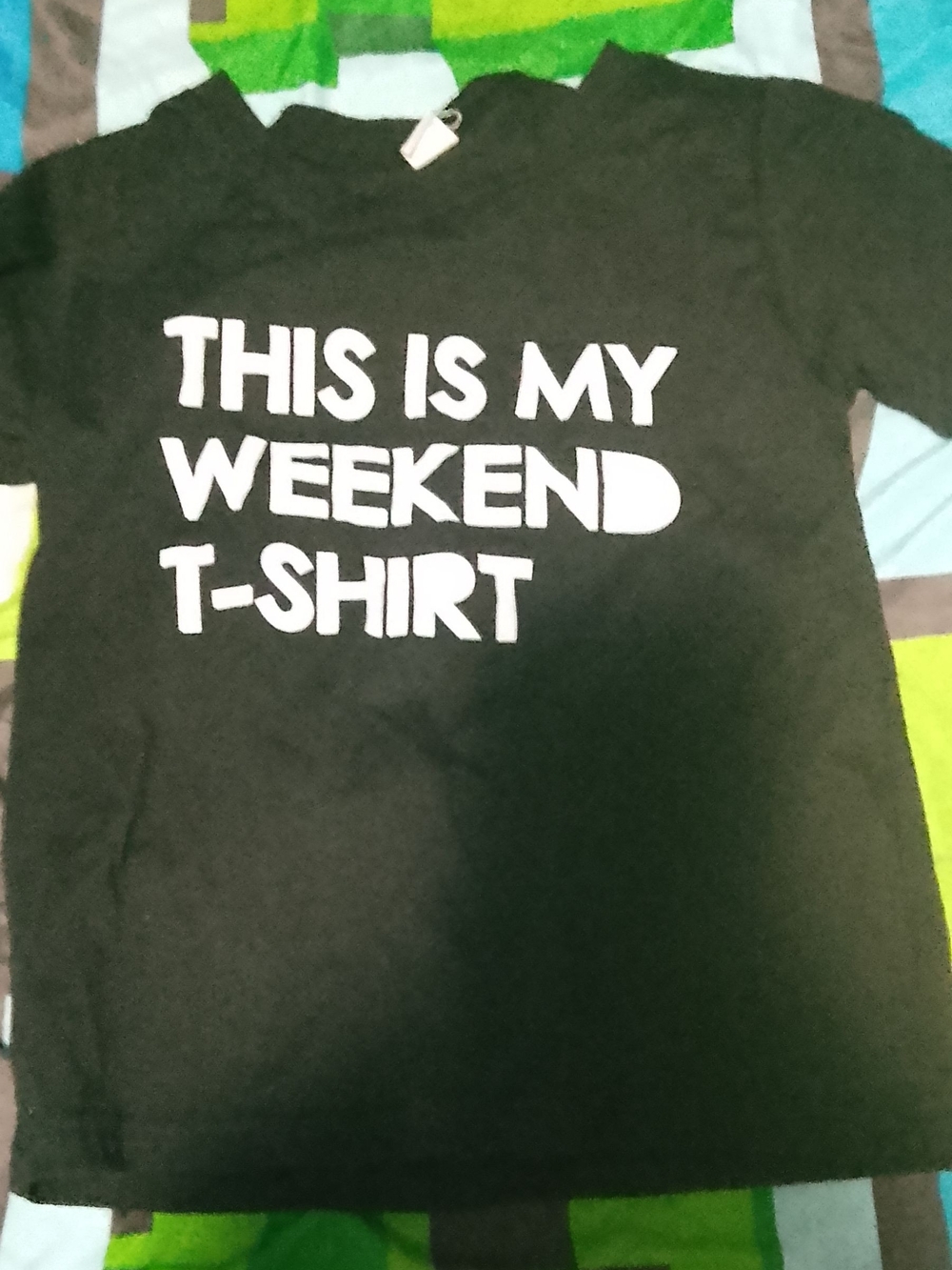 SHEIN Black Graphic Tee with White Slogan